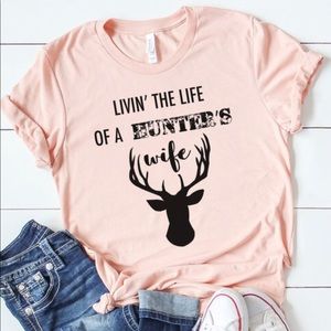 Hunter’s Wife Graphic T-shirt Peach Made in USA
